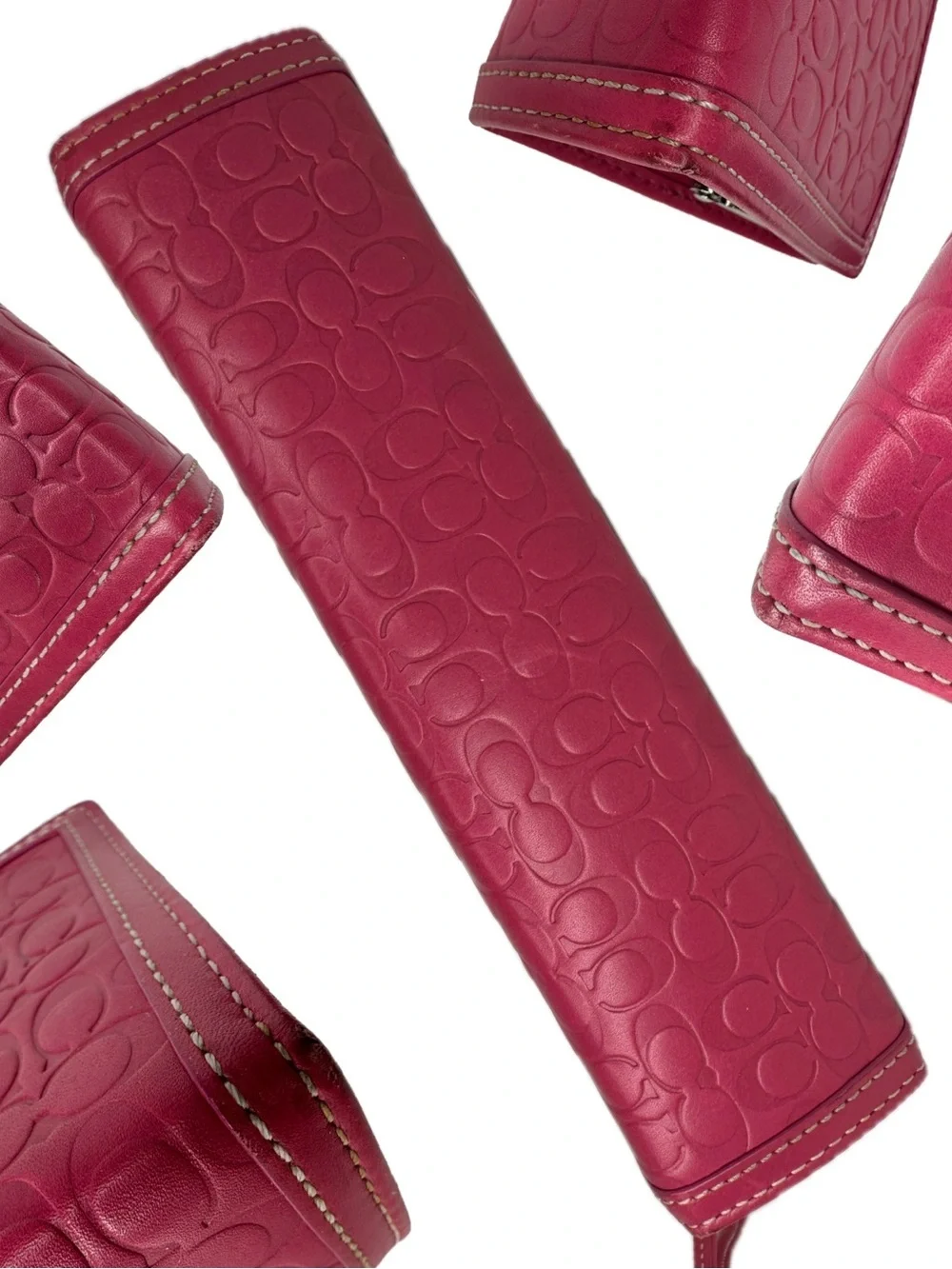 Coach Y2K Pink Embossed Signature C Kisslock Frame Clutch Wristlet Bag